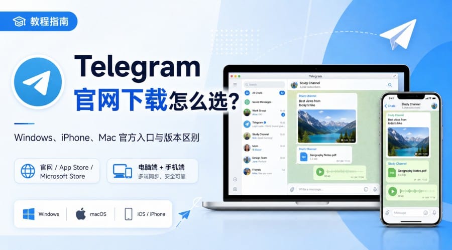 Telegram 官网下载怎么选？Windows、iPhone、Mac 官方入口与版本区别